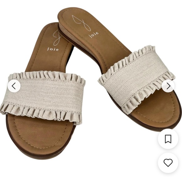 Joie Eidel Sandals Shoes Size 9 M Cream Ruffle Slides Coastalcore Beachy - Picture 1 of 5